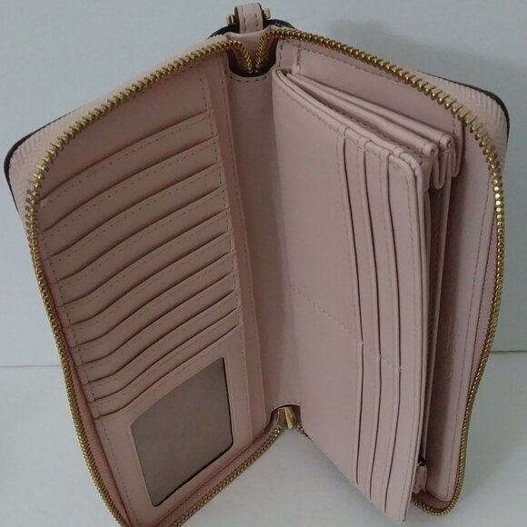 Michal Kors Jet Set Travel Large Logo Brown Continental Wristlet - Picture 10 of 13